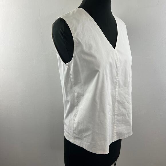 MAXMARA WEEKEND White Cotton Sleeveless V-Neckline Pullover Blouse Top Size S - Picture 4 of 9